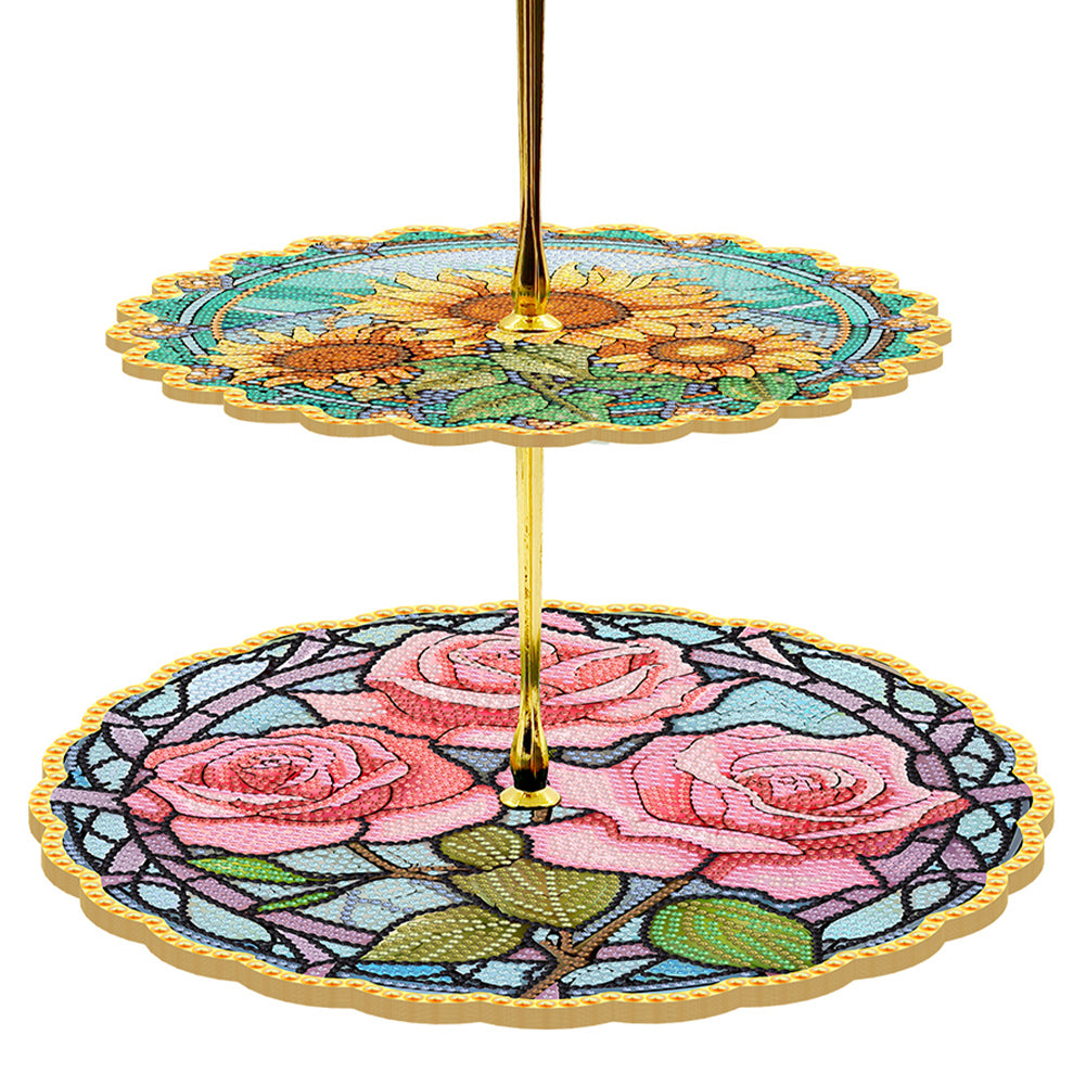 3 Tier Acrylic Vintage Pattern 5D Diamond Painting Food Serving Tray Art Craft