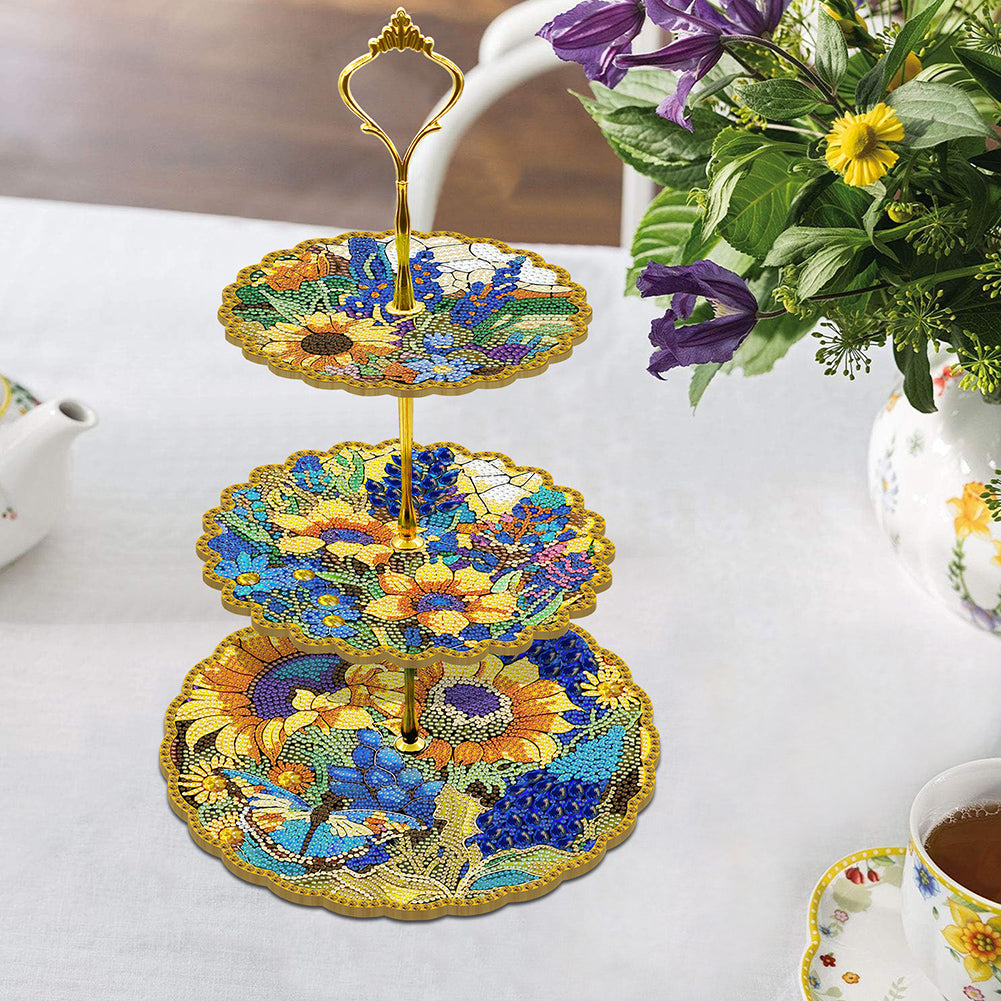3 Tier Acrylic Vintage Pattern 5D Diamond Painting Food Serving Tray Art Craft