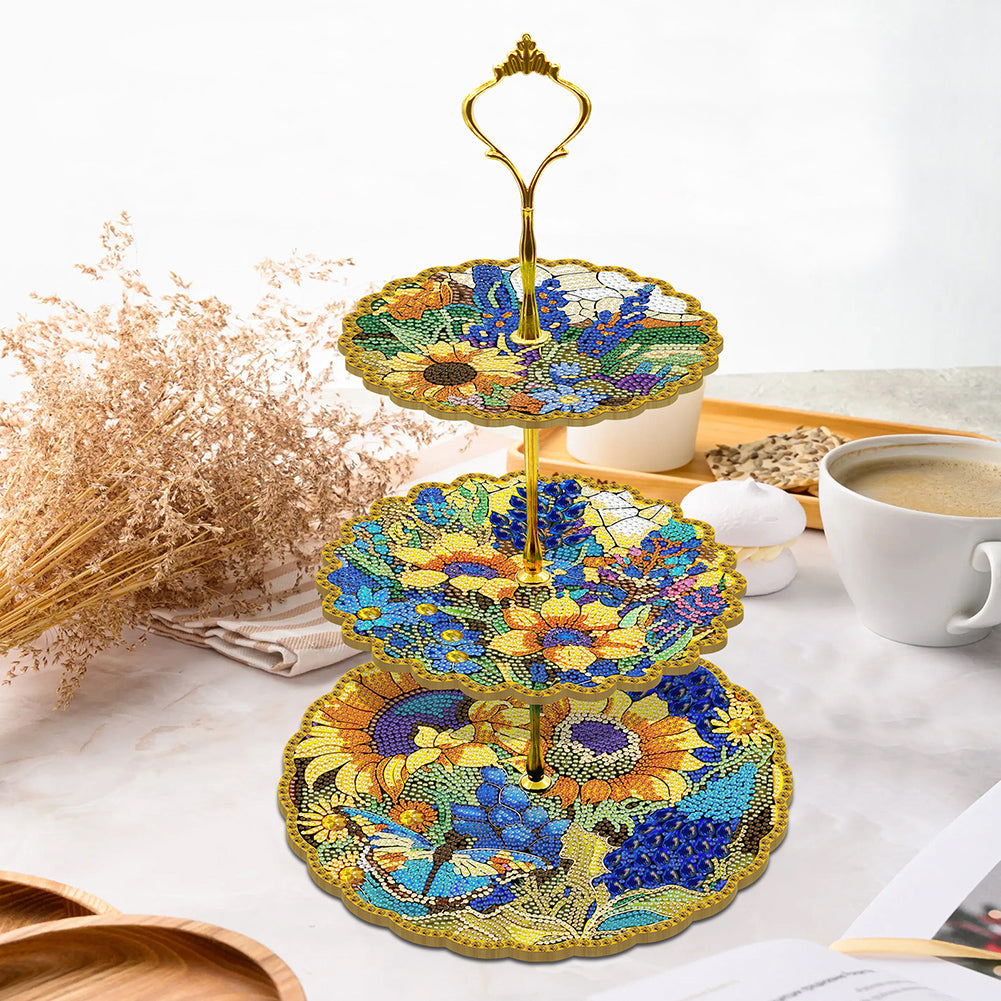 3 Tier Acrylic Vintage Pattern 5D Diamond Painting Food Serving Tray Art Craft