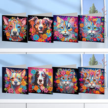 Load image into Gallery viewer, 8Pcs Special Shape DIY Diamond Painting Card Cats/Dogs for Holiday Friend Family