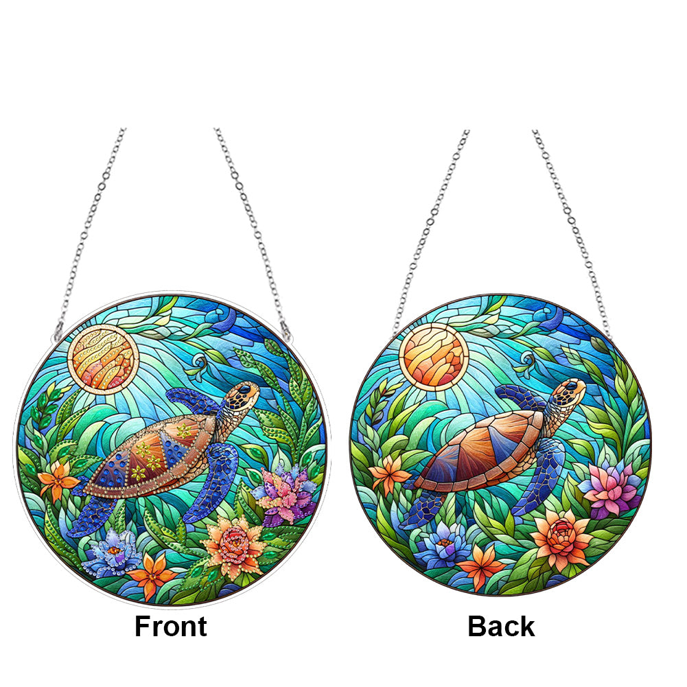 Suncatcher Animal Flower Stained Glass Colorful Diamond Painting Hanging Pendant