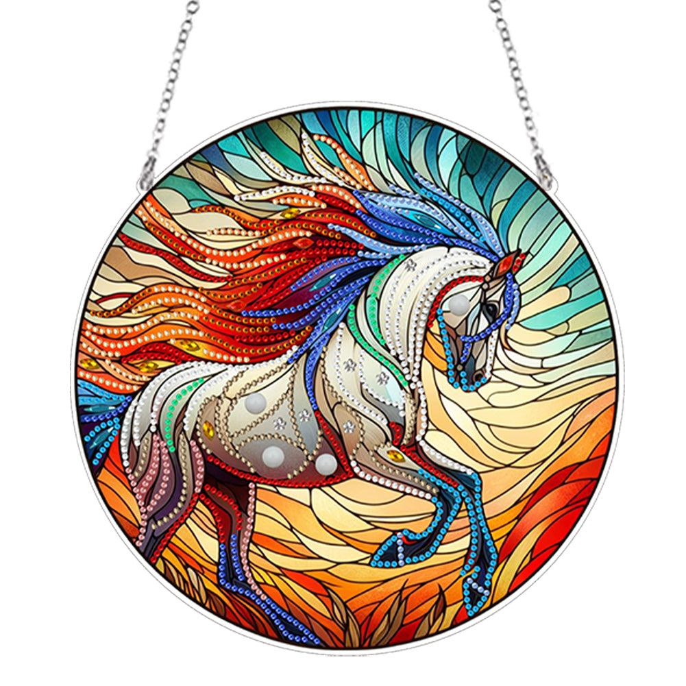 Suncatcher Animal Flower Stained Glass Colorful Diamond Painting Hanging Pendant