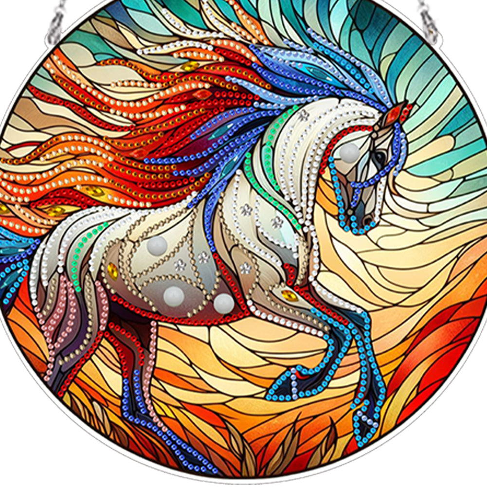 Suncatcher Animal Flower Stained Glass Colorful Diamond Painting Hanging Pendant
