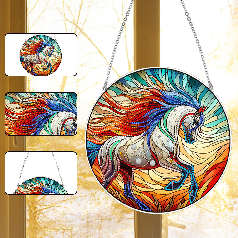 Suncatcher Animal Flower Stained Glass Colorful Diamond Painting Hanging Pendant