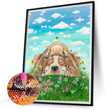 Load image into Gallery viewer, Diamond Painting - Full Round - Puppy and cat sleeping on the grass (30*40CM)