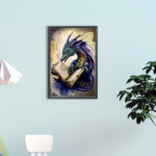Load image into Gallery viewer, Diamond Painting - Full Round - Retro Illustrated-Dragon Reading a Book (40*60CM)