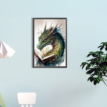 Load image into Gallery viewer, Diamond Painting - Full Round - Retro Illustrated-Dragon Reading a Book (40*60CM)