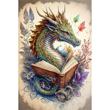 Load image into Gallery viewer, Diamond Painting - Full Round - Retro Illustrated-Dragon Reading a Book (40*60CM)