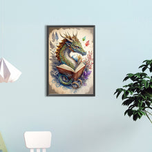 Load image into Gallery viewer, Diamond Painting - Full Round - Retro Illustrated-Dragon Reading a Book (40*60CM)