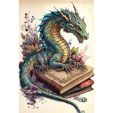 Load image into Gallery viewer, Diamond Painting - Full Round - Retro Illustrated-Dragon Reading a Book (40*60CM)