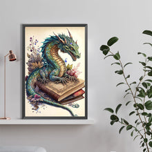 Load image into Gallery viewer, Diamond Painting - Full Round - Retro Illustrated-Dragon Reading a Book (40*60CM)