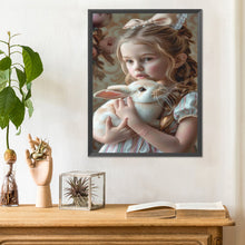 Load image into Gallery viewer, Diamond Painting - Full Round - girl holding rabbit (30*40CM)