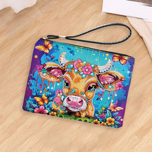 Load image into Gallery viewer, PU Partial Special Shaped Flowers Cow 5D DIY Diamond Painting Wallet Daily Purse