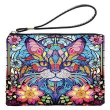 Load image into Gallery viewer, PU Partial Special Shaped Flowers Cat 5D DIY Diamond Painting Wallet Makeup Bag