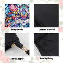 Load image into Gallery viewer, PU Partial Special Shaped Flowers Cat 5D DIY Diamond Painting Wallet Makeup Bag