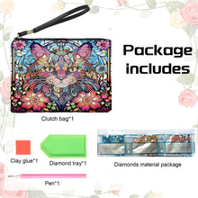 Load image into Gallery viewer, PU Partial Special Shaped Flowers Cat 5D DIY Diamond Painting Wallet Makeup Bag