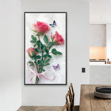 Load image into Gallery viewer, AB Diamond Painting - Full Round - butterfly rose flower (40*70CM)