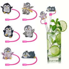 Load image into Gallery viewer, 6/8Pcs Acrylic Silicone Cartoon Diamond Painting Straw Tips Protectors Decor