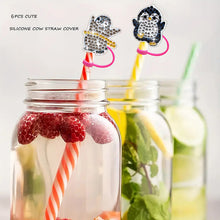 Load image into Gallery viewer, 6/8Pcs Acrylic Silicone Cartoon Diamond Painting Straw Tips Protectors Decor