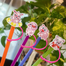 Load image into Gallery viewer, 6/8Pcs Acrylic Silicone Cartoon Diamond Painting Straw Tips Protectors Decor