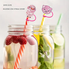 Load image into Gallery viewer, 6/8Pcs Acrylic Silicone Cartoon Diamond Painting Straw Tips Protectors Decor