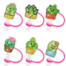 Load image into Gallery viewer, 6/8Pcs Acrylic Silicone Cartoon Diamond Painting Straw Tips Protectors Decor