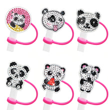 Load image into Gallery viewer, 6/8Pcs Acrylic Silicone Cartoon Diamond Painting Straw Tips Protectors Decor