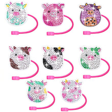 Load image into Gallery viewer, 6/8Pcs Acrylic Silicone Cartoon Diamond Painting Straw Tips Protectors Decor