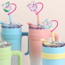 Load image into Gallery viewer, 6/8Pcs Acrylic Silicone Cartoon Diamond Painting Straw Tips Protectors Decor