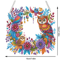 Load image into Gallery viewer, Acrylic Special Shaped Diamond Art Painting Owl Wreath Hanging Sign Decoration