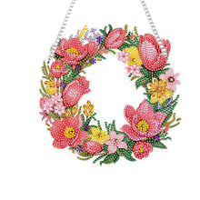 Load image into Gallery viewer, Acrylic Special Shaped Diamond Art Painting Tulip Wreath Hanging Sign Decoration