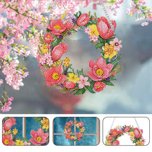 Load image into Gallery viewer, Acrylic Special Shaped Diamond Art Painting Tulip Wreath Hanging Sign Decoration