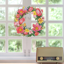 Load image into Gallery viewer, Acrylic Special Shaped Diamond Art Painting Tulip Wreath Hanging Sign Decoration