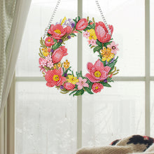 Load image into Gallery viewer, Acrylic Special Shaped Diamond Art Painting Tulip Wreath Hanging Sign Decoration