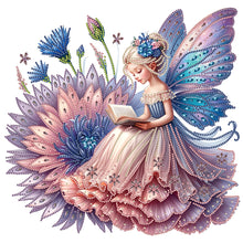 Load image into Gallery viewer, Diamond Painting - Partial Special Shaped - pink purple chrysanthemum reading butterfly girl (40*40CM)