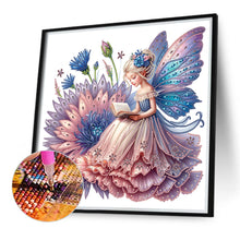 Load image into Gallery viewer, Diamond Painting - Partial Special Shaped - pink purple chrysanthemum reading butterfly girl (40*40CM)