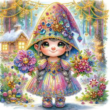 Load image into Gallery viewer, Diamond Painting - Partial Special Shaped - Forest double bouquet girl (40*40CM)
