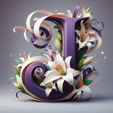 Load image into Gallery viewer, Diamond Painting - Full Round - Lily letter J (40*40CM)