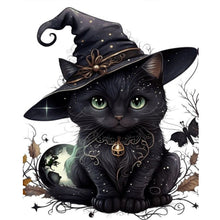 Load image into Gallery viewer, Diamond Painting - Full Round - magic black cat (40*50CM)