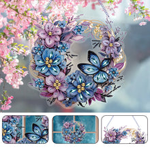 Load image into Gallery viewer, Special Shaped Diamond Art Painting Flower Wreath Hanging Sign for Door Decor