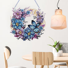 Load image into Gallery viewer, Special Shaped Diamond Art Painting Flower Wreath Hanging Sign for Door Decor