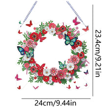 Load image into Gallery viewer, Special Shaped Diamond Art Painting Flower Butterfly Wreath Hanging Sign Decor