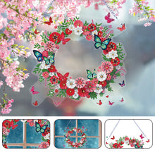 Load image into Gallery viewer, Special Shaped Diamond Art Painting Flower Butterfly Wreath Hanging Sign Decor