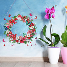 Load image into Gallery viewer, Special Shaped Diamond Art Painting Flower Butterfly Wreath Hanging Sign Decor