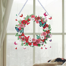 Load image into Gallery viewer, Special Shaped Diamond Art Painting Flower Butterfly Wreath Hanging Sign Decor