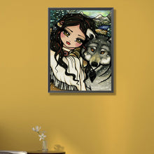 Load image into Gallery viewer, AB Diamond Painting - Full Round - wolf and girl (40*55CM)