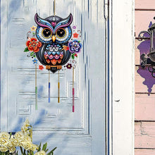 Load image into Gallery viewer, Double Sided Special Shaped Owl Diamond Art Painting Wind Bell Hanging Sign