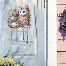 Load image into Gallery viewer, Double Sided Special Shaped Cat Diamond Art Painting Wind Bell Hanging Sign