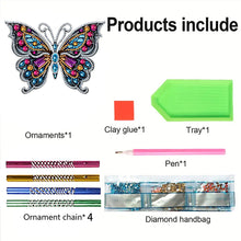 Load image into Gallery viewer, Double Sided Special Shape Butterfly Diamond Art Painting Wind Bell Hanging Sign