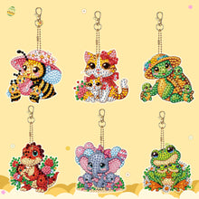 Load image into Gallery viewer, 6Pcs Acrylic Double Sided Animal Family Diamond Art Keyring for Beginners Adults